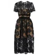 Self-portrait Prairie Guipure Lace Midi Dress In Black