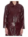 Self-portrait Womens Peter Pan Collar Boxy-fit Faux-leather Jacket Burgundy In Brown