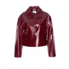 Self-portrait Womens Peter Pan Collar Boxy-fit Faux-leather Jacket Burgundy