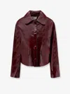 Self-portrait Womens Peter Pan Collar Boxy-fit Faux-leather Jacket Burgundy In Burgundy