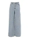 Self-portrait Light-blue Wide-leg Cotton Jeans With Bow