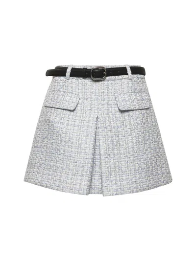 Self-portrait Self Portrait Women Light Blue Lurex Bouclé Mini Skirt