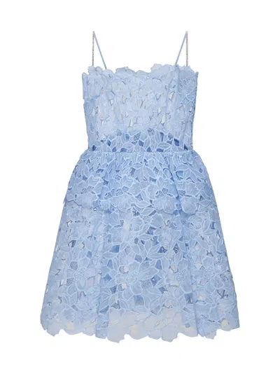 Self-portrait Self Portrait Women Light Blue Organza Lace Mini Dress