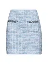 Self-portrait Self Portrait Women Light Blue Sequin Check Tweed Mini Skirt In Blue