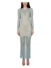 Self-portrait Multicolor Crystal Embellished Fishnet Dress In Green