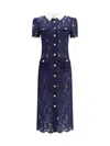 Self-portrait Self Portrait Women Lace Contrast Collar Midi Dress In Blue