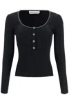 Self-portrait Self Portrait Women's Long-sleeved Top With Crystals In Black