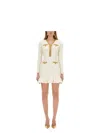 Self-portrait Cream Knit Lurex Trim Mini Dress