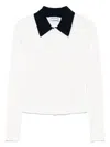 Self-portrait Button-front Cream Merino Wool Cardigan With Contrasting Collar In White
