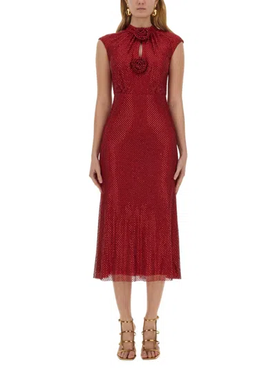 Self-portrait Women Mesh Midi Dress With Rhinestones