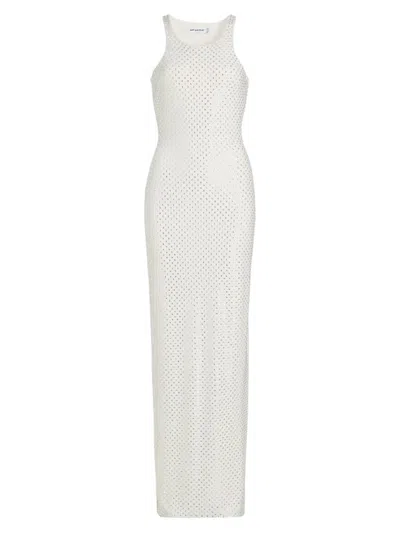 Self-portrait Women's Mesh Rhinestone Maxi Dress In Cream