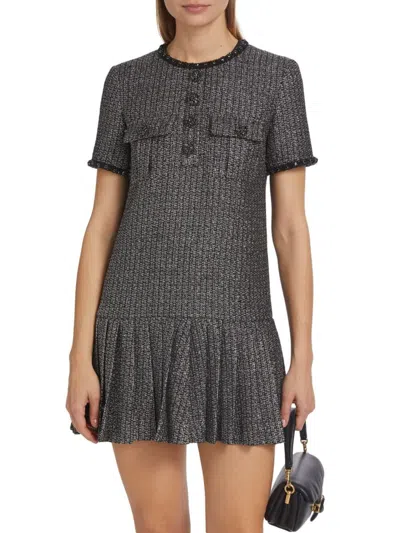 Self-portrait Women's Metallic Bouclé Minidress In Black