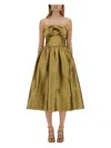 Self-portrait Metallic Jacquard Bow Midi Dress In Gold