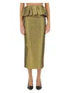 Self-portrait Women's Metallic Jacquard Midi Skirt In Gold