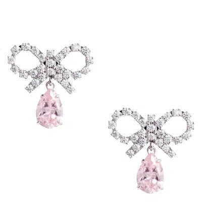 Self-portrait Self Portrait Women Micro Bow Droplet Earrings In Silver