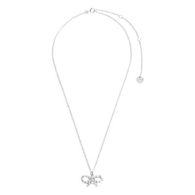Self-portrait Self Portrait Women Micro Crystal Bow Necklace In Silver