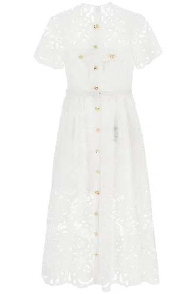 Self-portrait Women's Midi Lace Dress In Bianco