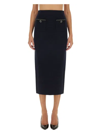 SELF-PORTRAIT WOMEN'S MIDNIGHT WOOL BLEND SKIRT