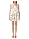 Self-portrait Pleated Polka-dot Duchesse-satin Mini Dress