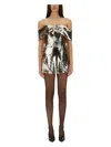 Self-portrait Self Portrait Short Dress With Off The Shoulders In Multi