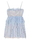 Self-portrait Mini Organza Lace Dress In Blue