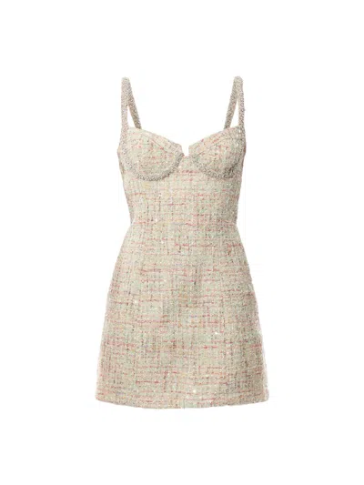 Self-portrait Women's Pastel Boucle Mini Dress In Metallic