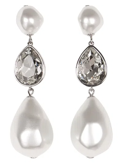 SELF-PORTRAIT WOMEN'S PEARL CRYSTAL DROPLET EARRINGS