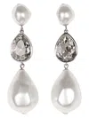 Self-portrait Pearl Crystal Droplet Earrings In Silver