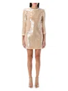 Self-portrait Mini Dress With Pearl Trim And Sequins In Beige