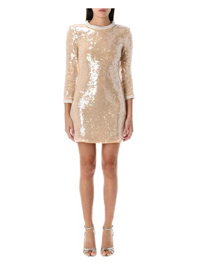 SELF-PORTRAIT WOMEN'S PEARL TRIM SEQUIN MINI DRESS