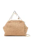 Self-portrait Charm-detail Raffia Clutch Bag