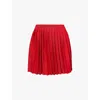 Self-portrait Pleated Knit Mini Skirt In Red