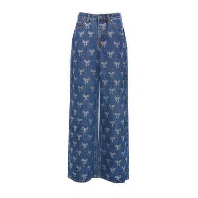 SELF-PORTRAIT SELF PORTRAIT WOMEN RHINESTONE BOW DENIM JEANS