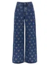 Self-portrait Blue Jeans With All-over Rhinestoned Bow Embellishments In Denim Woman