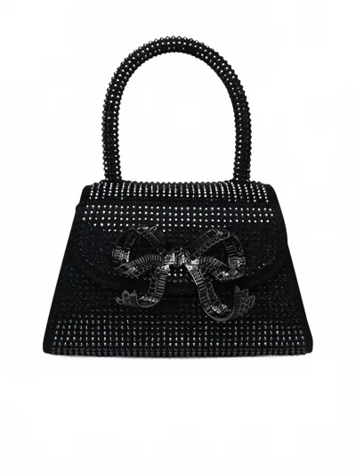 Self-portrait Women's Rhinestone Micro Bow Bag In Black