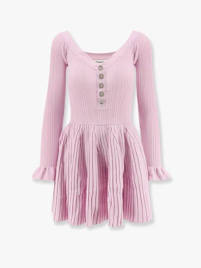 Self-portrait Self Portrait Women Ribbed Knit Mini Dress With Jewel Buttons In Pink