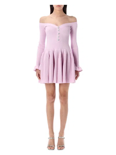 Self-portrait Women's Ribbed Knit Off Shoulder Mini Dress