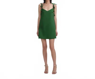 SELF-PORTRAIT WOMEN'S SATIN FLOWER MINI DRESS IN GREEN