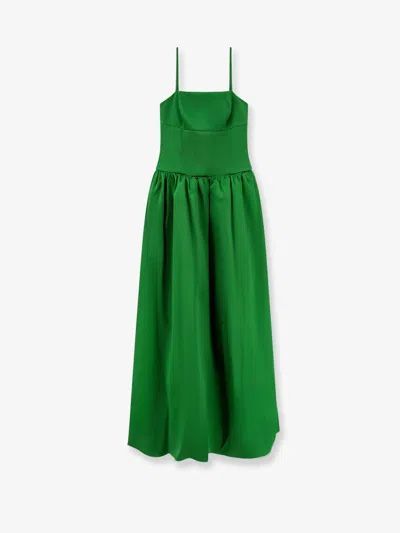 Self-portrait Self Portrait Women Satin Long Dress In Green