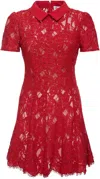 Self-portrait Sequined Lace Mini Dress In Red
