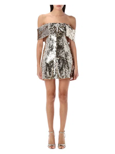 SELF-PORTRAIT WOMEN'S SEQUIN OFF-SHOULDER MINI DRESS