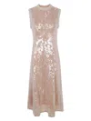 Self-portrait Sequin Pearl Trim Midi Dress In Nude & Neutrals