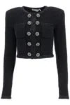 Self-portrait Textured Knit Jacket In Black