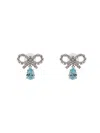 Self-portrait Self Portrait Women Silver Micro Bow Blue Droplet Earrings
