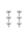 Self-portrait Self Portrait Women Silver Micro Bow Pearl Tiered Earrings In Metallic