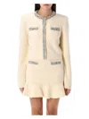 Self-portrait Crystal-embellished Knitted Cardigan In Cream