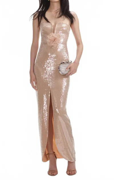 SELF-PORTRAIT WOMEN'S STRAPLESS SEQUIN GOWN IN CHAMPAGNE