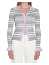 Self-portrait Self Portrait Women Grey Ribbed Knit Striped Cardigan In Multi