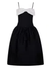 Self-portrait Taffeta Contrast-bow Midi Dress In Black