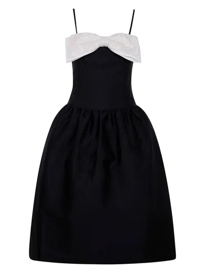 SELF-PORTRAIT WOMEN'S TAFFETA CONTRAST BOW MIDI DRESS